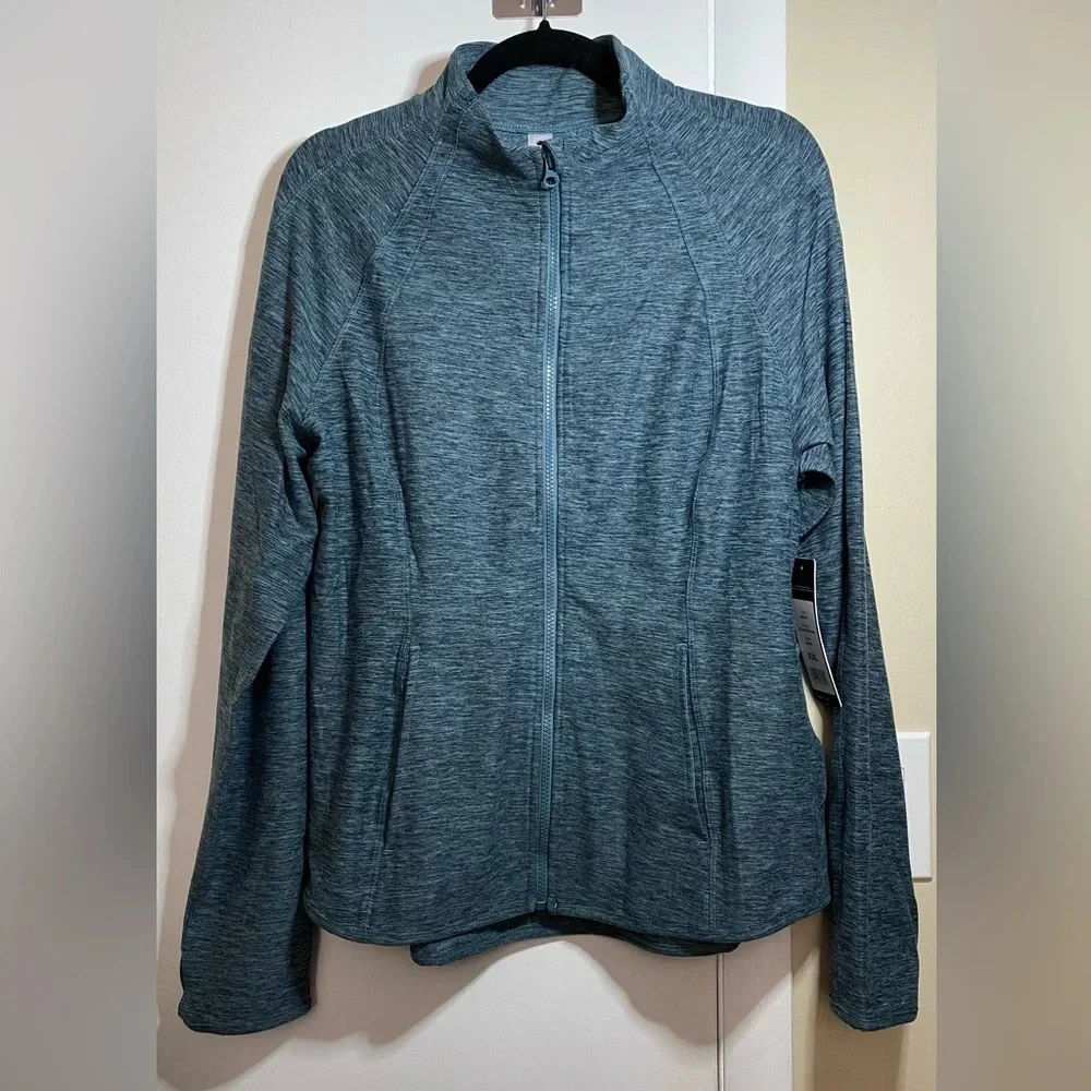 NWT Yogalicious Lux Heather Blue Flared Bottom Zip Up Size XXL